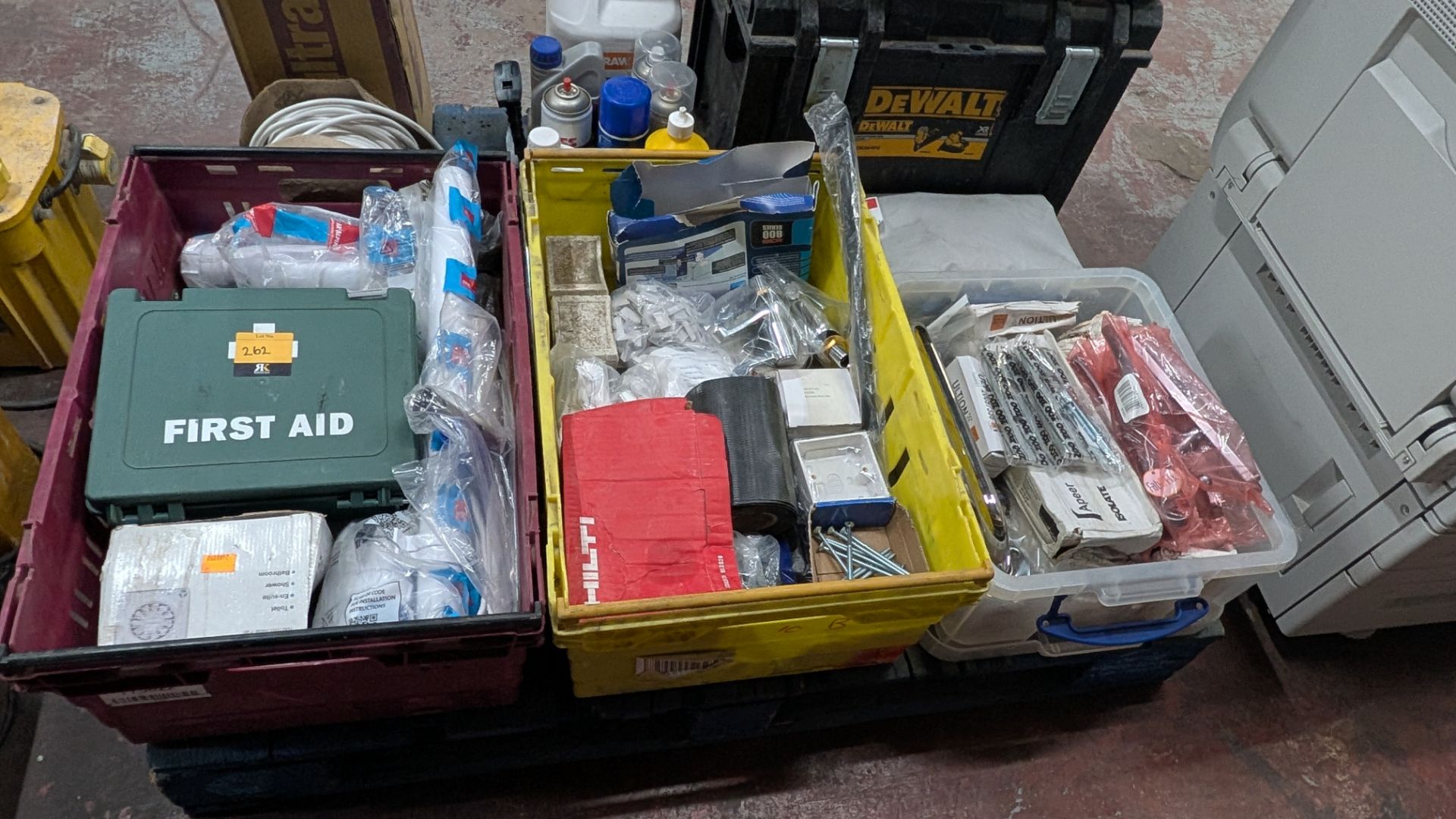 Contents of a Pallet of assorted items, including First Aid, Fixings, Spares, Cable, Toolboxes and m - Image 3 of 22
