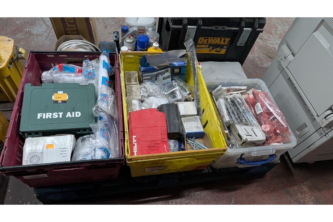 Contents of a Pallet of assorted items, including First Aid, Fixings, Spares, Cable, Toolboxes and m - Image 3 of 22