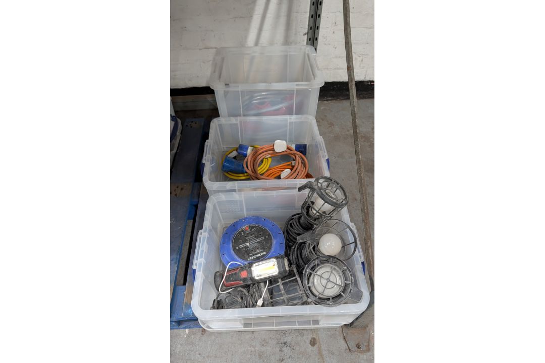The contents of 3 Crates of Heavy- Duty Electrical Cable, Inspection Lamps and more. NB- Crates Excl - Image 1 of 13