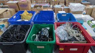 The contents of a Table of Assorted Computer Cable and similar - This lot comprises 6 Crates and the