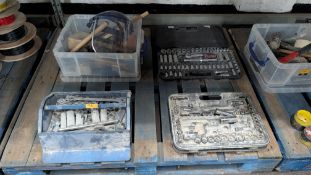 The contents of a Pallet of Socket Sets and Hand Tools. NB - Crate Excluded.