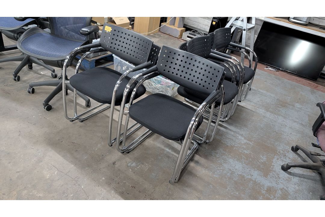 8 off Black Stackable Cantilever Chairs - Image 1 of 10