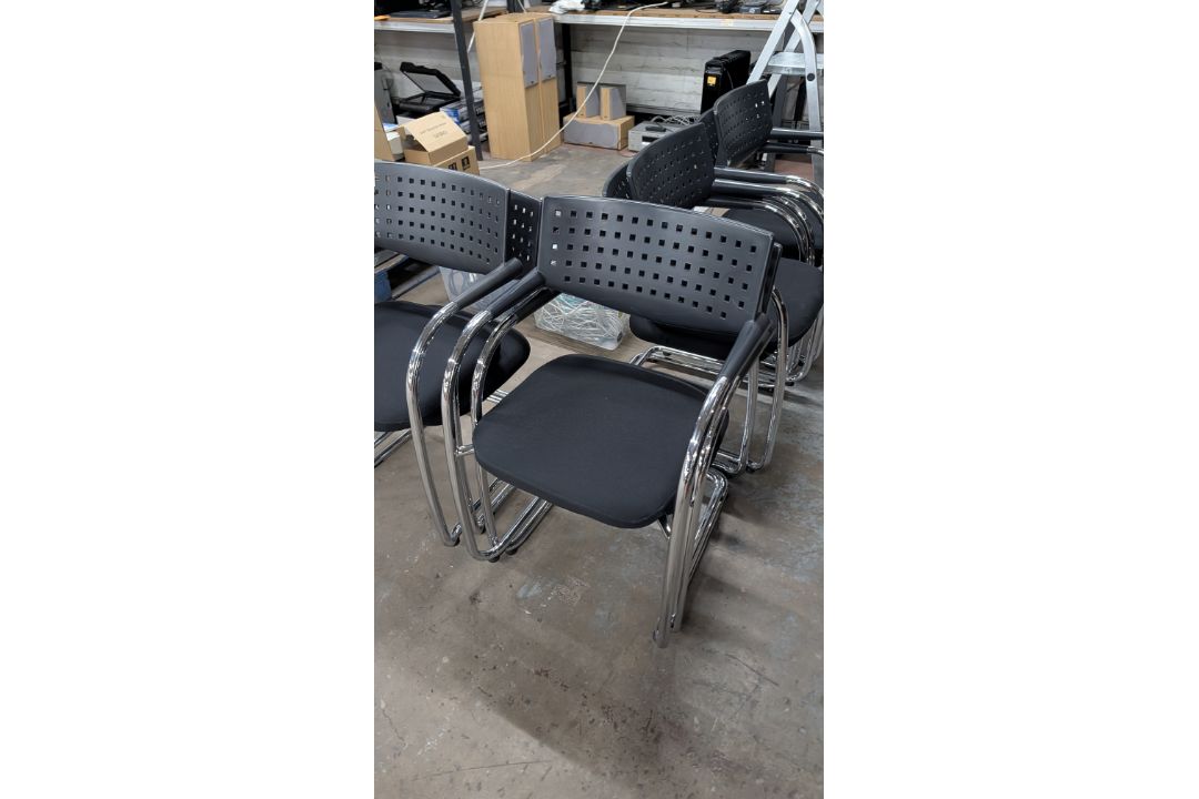 8 off Black Stackable Cantilever Chairs - Image 4 of 10