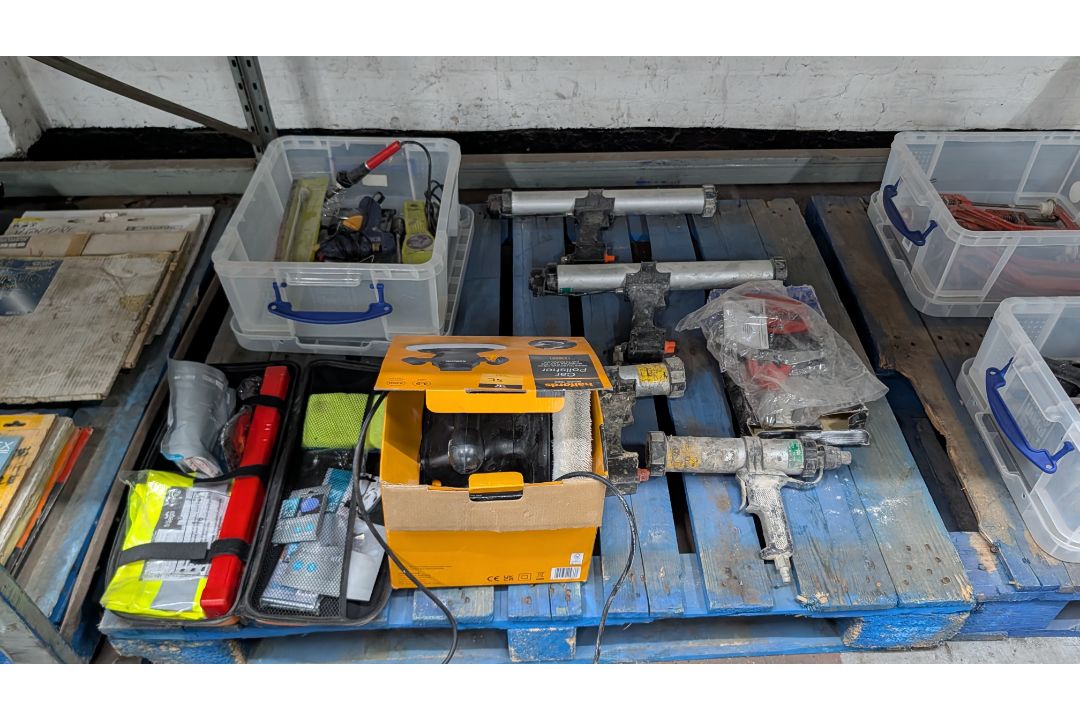 The contents of a Pallet of miscellaneous Tools and similar. Including Solder Irons, Cartridge Guns, - Image 3 of 15
