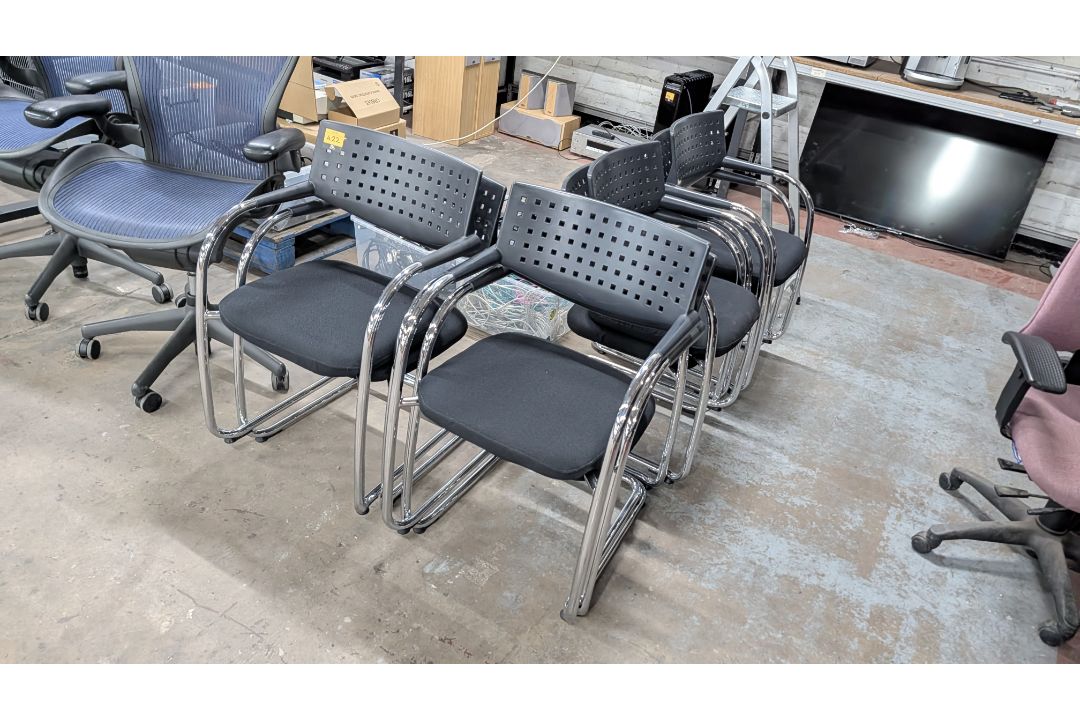 8 off Black Stackable Cantilever Chairs - Image 10 of 10