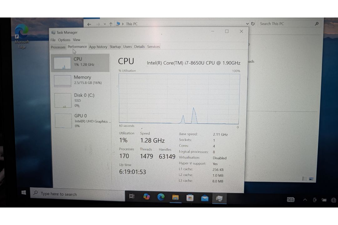 Lenovo T480S Think Pad Notebook Computer with Intel Core i7, 8650U Processor, 16GB RAM, 256GB SSD, L - Image 9 of 16
