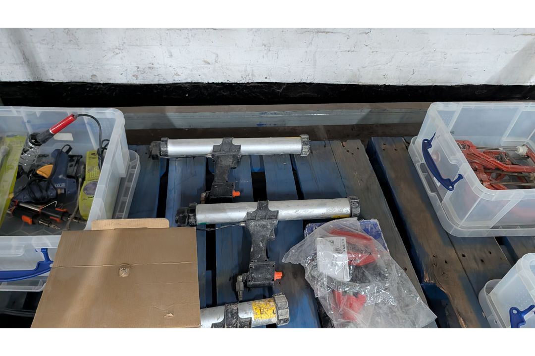 The contents of a Pallet of miscellaneous Tools and similar. Including Solder Irons, Cartridge Guns, - Image 8 of 15