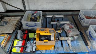 The contents of a Pallet of miscellaneous Tools and similar. Including Solder Irons, Cartridge Guns,