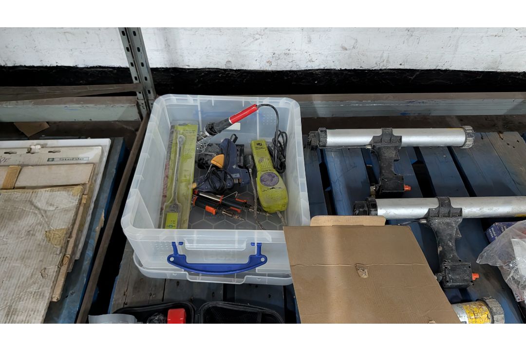The contents of a Pallet of miscellaneous Tools and similar. Including Solder Irons, Cartridge Guns, - Image 7 of 15