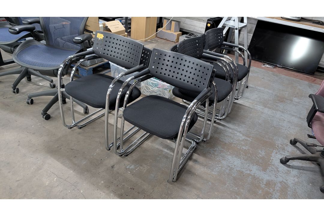 8 off Black Stackable Cantilever Chairs - Image 2 of 10