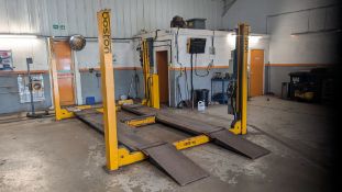 Boston B440 Four- Post Vehicle Lift including Floor Standing Control Panel, Handheld Controller, Rem