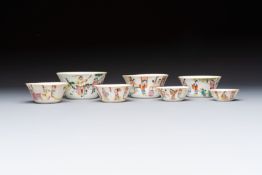 A set of seven Chinese famille rose nesting bowls with narrative design, Daoguang