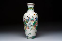 A Chinese famille verte 'Court Ladies' vase, 19th C.