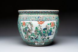 A Chinese famille verte 'Phoenix and Mountainous Landscape' jardiniere, 19th C.