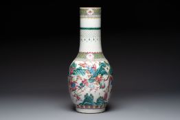 A Chinese famille rose 'Warriors' vase, Xuande mark, 19th C.