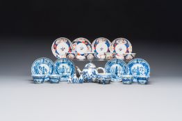 13 Chinese blue and white wares and four sets of Japanese Imari cups and saucers, 17/18th C.