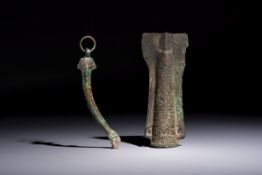 A Chinese archaic bronze fitting and a spearhead, Western Zhou