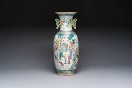 A Chinese famille rose vase with narrative design, 19th C.