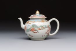 A fine Chinese famille rose 'Mountainous Landscape' teapot, Yongzheng