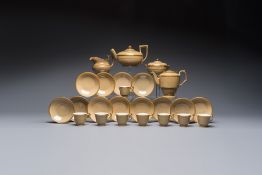 A 24-piece English Spode mocha-ground and gilt coffee and tea service, 19th C.