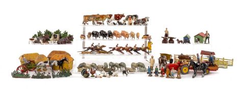 BRITAINS FARM, lead alloy animal figures including sheep, pigs, cattle, poultry, and horses,