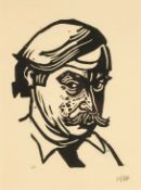 ‡ SIR KYFFIN WILLIAMS RA (1918-2006) linocut - self-portrait, signed with initials in pencil, 20 x