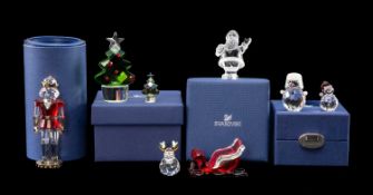 SEVEN SWAROVSKI CRYSTAL CHRISTMAS ORNAMENTS, Felix the Christmas Tree (medium), 872199, Santa's
