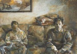 ‡ WARREN P. WILLIAMS (b. 1975) oil on canvas - entitled verso, '14 Across: 2 Things', on Attic