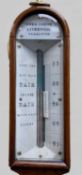 19TH CENTURY MAHOGANY MARINE STICK BAROMETER, Owen Owens, Liverpool, with brass gimble mount,