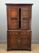 GEORGE III WELSH OAK BREAD & CHEESE CUPBOARD (CWPWRDD BARA CAWS) upper section with two doors with