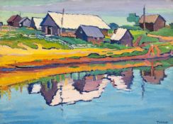 ATTRIBUTED TO VIKTOR LEONIDOVICH TEMPLIN (Russian, 1920-1994) oil on board - Reflection, signed,