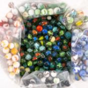 ASSORTED VINTAGE GLASS MARBLES, all approx. 12mm (diam.), opaque and opalescent whites, clear and