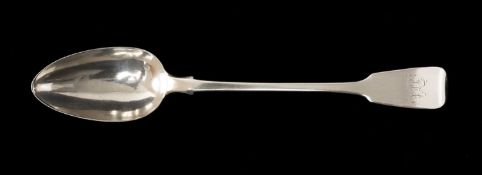 WILLIAM IV SILVER BASTING OR STUFFING SPOON, William Collins, London 1833, fiddle pattern with