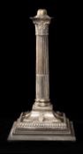 EDWARD VII SILVER CORINTHIAN COLUMN TABLE LAMP, Goldsmiths & Silversmiths Co., London 1903, on