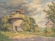 ‡ ALBERT EDWARD HAYES (British 1879-1968) oil on canvas - the dovecote or pigeon house in rural