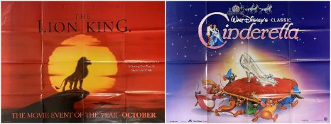 TWO WALT DISNEY UK CINEMA POSTERS The Lion King (1994) An advanced theatrical release UK cinema quad