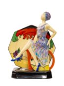 PEGGY DAVIES / KEVIN FRANCIS ART DECO STYLE PORCELAIN FIGURE, 'Tea with Clarice Cliff', modelled