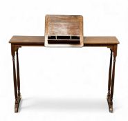 EARLY 20TH CENTURY WALNUT READING TABLE, with adjustable folding centre writing slope section, on