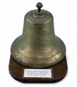 CAST BRASS SHIP'S BELL, from unknown shipwreck off the north Ynys Môn coast, 24cms (h) Provenance: