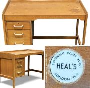 HEALS, TOTTENHAM COURT ROAD, WALNUT PEDESTAL DESK, 71 (h) x 97 (w) x 54cms (d) Provenance: private