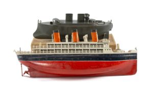BING CLOCKWORK TIN-PLATE OCEAN LINER, 40cms (l); together with a Cliff series British spirit fired