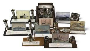 CRESTED SHIPPING LINE MEMORABILIA & SOUVENIRS, including two trophies, SS Arandora Star; pair of