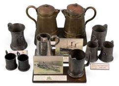 SHIPPING LINE METALWARE, including souvenir tankards from the Orient Line RMS Ormonde, Port Line,
