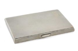 ELIZABETH II RECTANGULAR SILVER CIGARETTE CASE, engine turned decoration with vacant cartouche,
