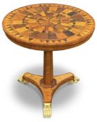 SPECIMEN WOOD TILT-TOP PEDESTAL TABLE in the manner of Jamaican cabinet maker Ralph Turnbull,