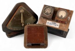 19TH CENTURY BRASS SHIP'S INCLINOMETER, 22 (h) x 27cms (w); brass-faced port starboard indicator,