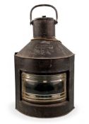 VINTAGE METEORITE STARBOARD LAMP, black painted metal casing, 55cms (h) Provenance: private