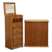 VARIOUS FURNITURE to include a Skovby two-drawer over two-door bow front cupboard, 87 (h) x 81 (w) x