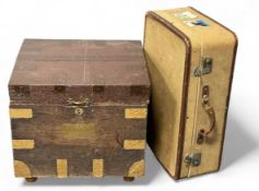 19TH CENTURY OAK STRONGBOX, inscribed to a plaque on the front 'The Bishop of Chichester', 50 (h)