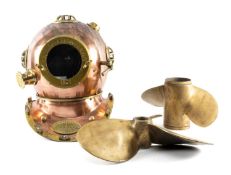 REPRODUCTION COPPER & BRASS DIVER'S HELMET, inscribed 'Anchor Engineering' with fictitious date,